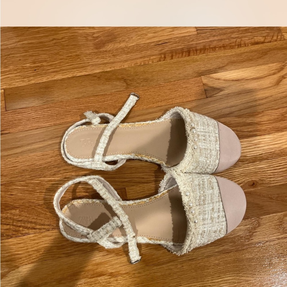 Zara Cream and Pink Espadrilles